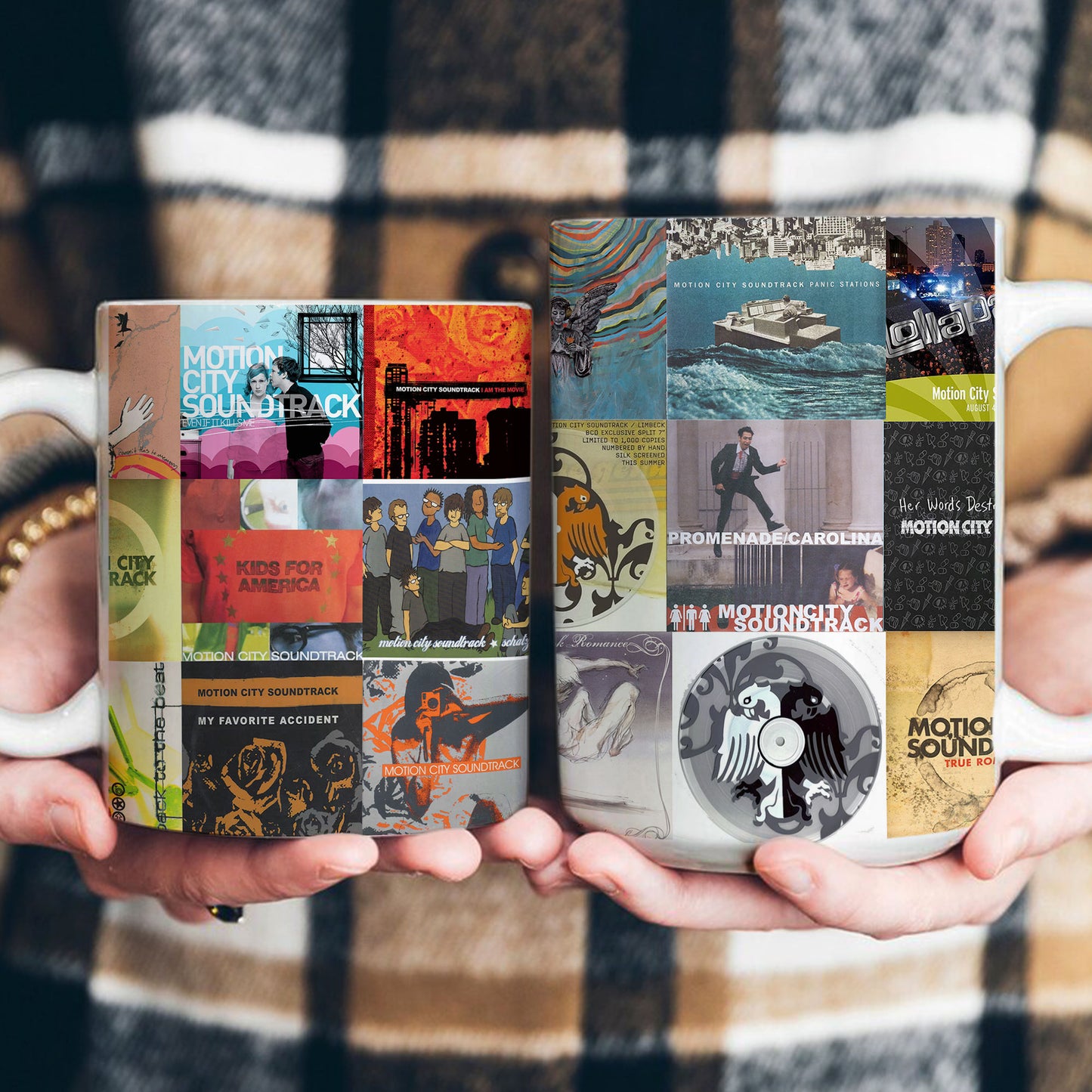 Motion City Soundtrack Accent Mug – Pop-Punk & Emo Album Collage Gift