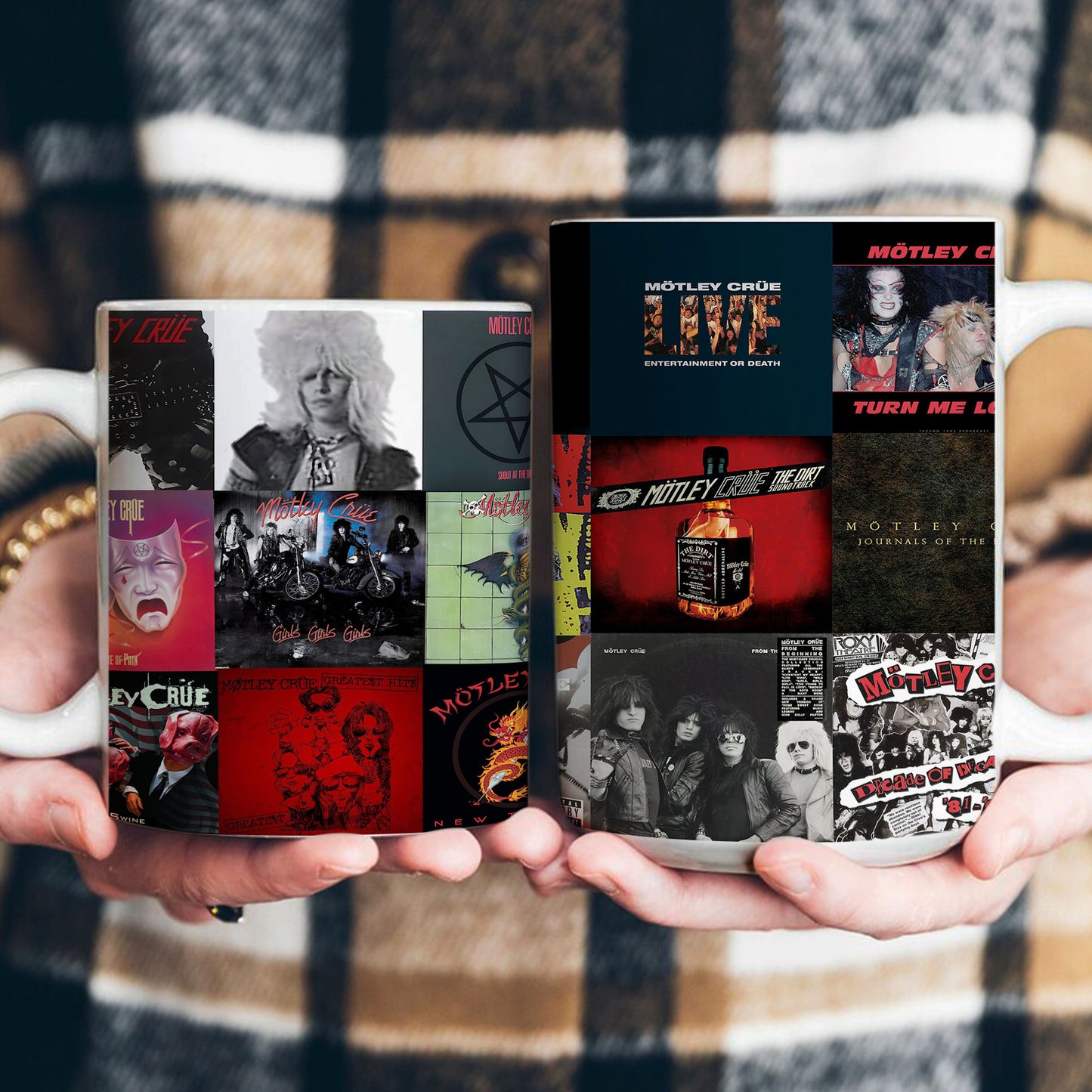 Mötley Crüe Accent Mug – Classic Hard Rock Album Collage Gift