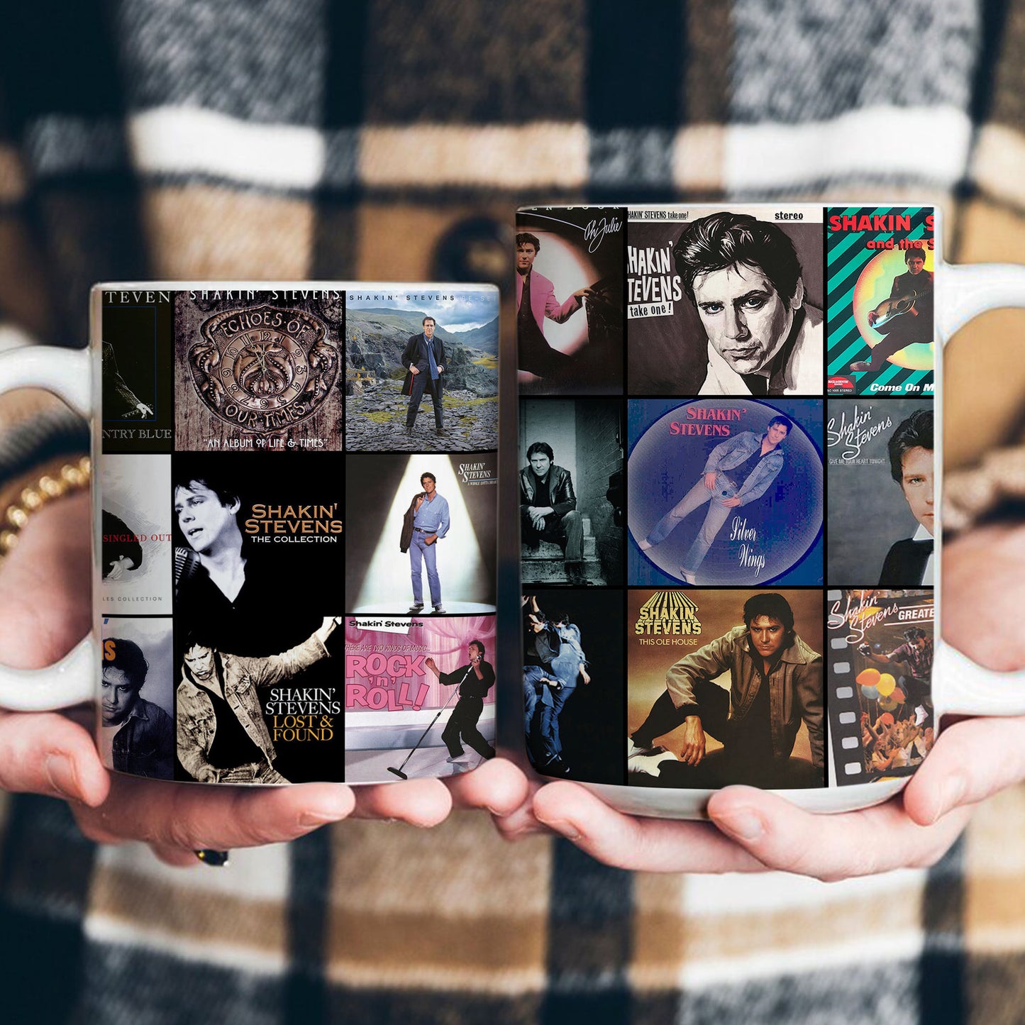 Shakin’ Stevens Accent Mug – Retro Album Collage Tribute