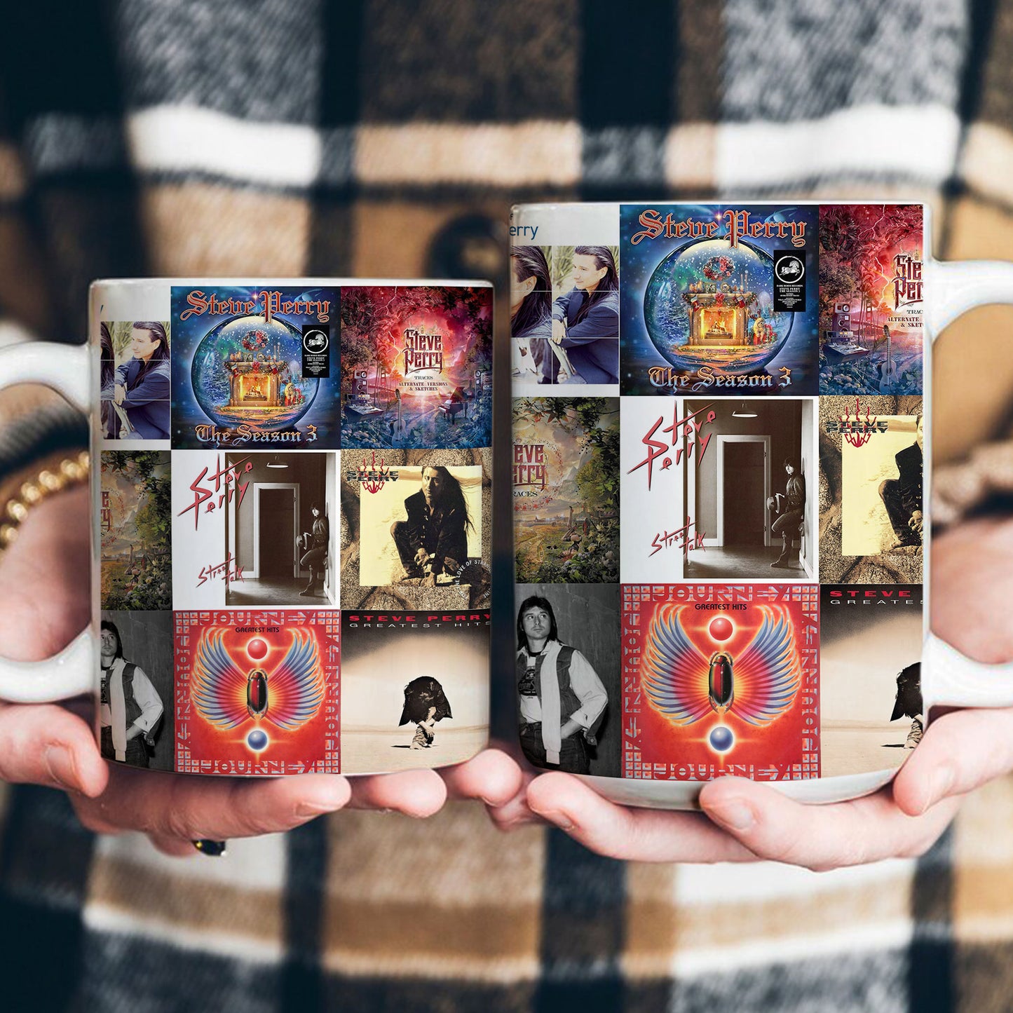 Steve Perry Accent Mug – Rock Legend Album Collage Gift