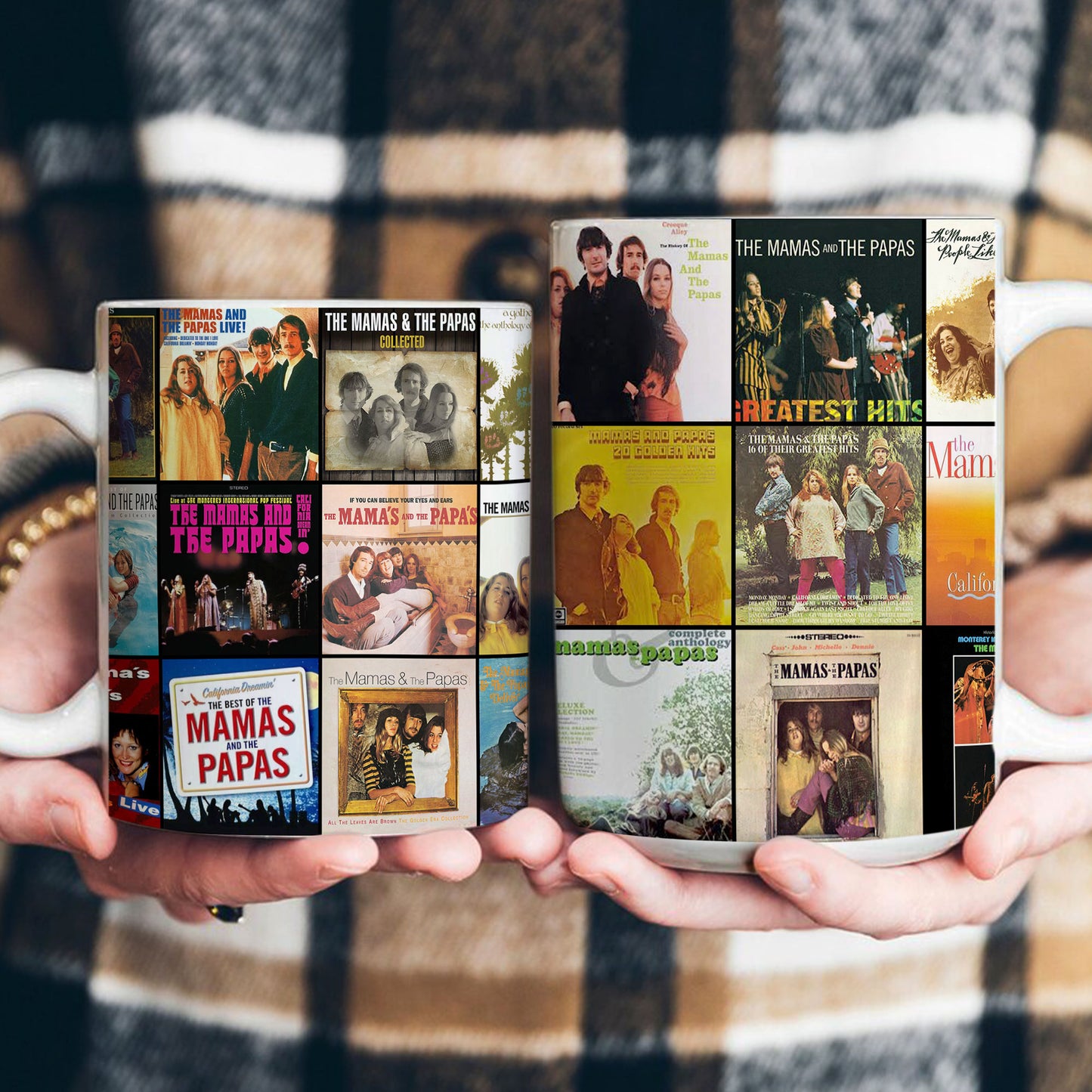 The Mamas & The Papas Accent Mug – Folk-Rock Classics Album Collage Gift