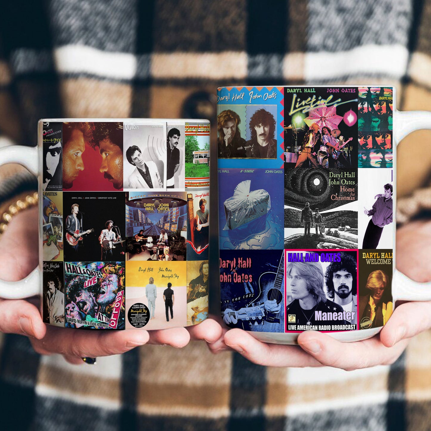 Daryl Hall & John Oates Accent Mug – Classic Album Cover Collage Gift