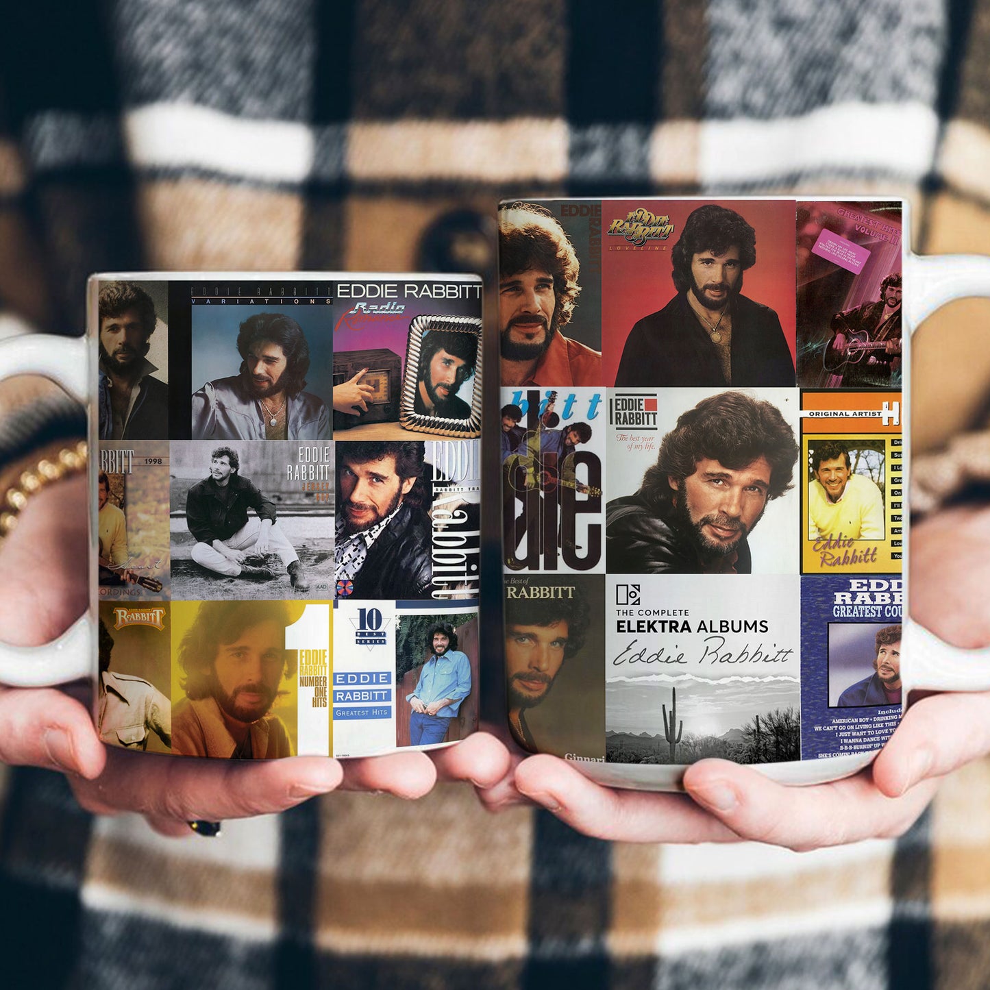 Eddie Rabbitt Accent Mug – Classic Album Cover Collage Gift