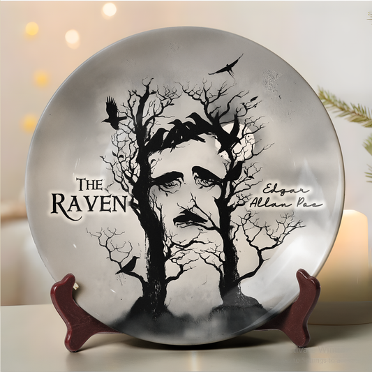 The Raven Ceramic Plate – Edgar Allan Poe Gothic Art Design