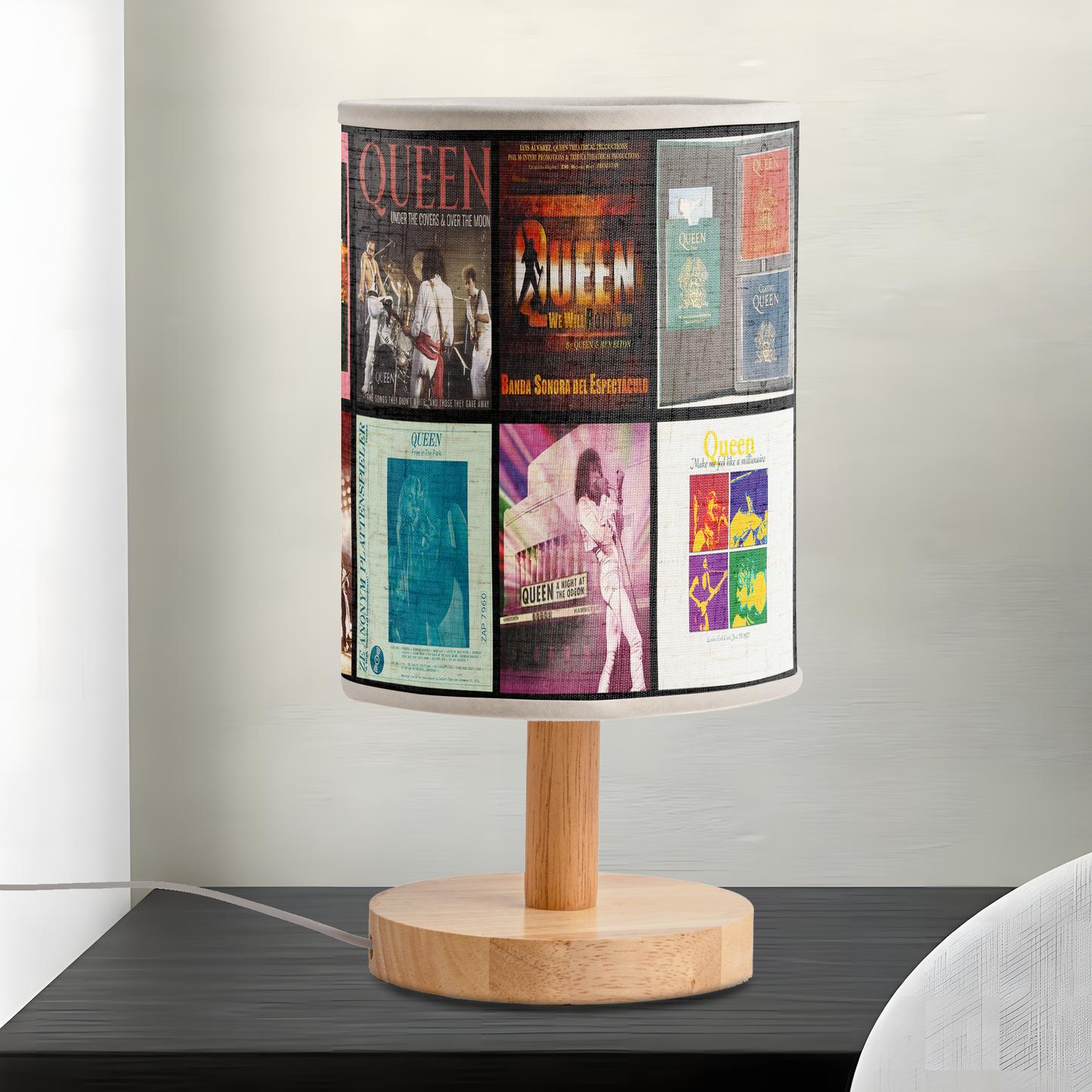 Queen Album Cover Fabric Lamp – Classic Rock Home Décor
