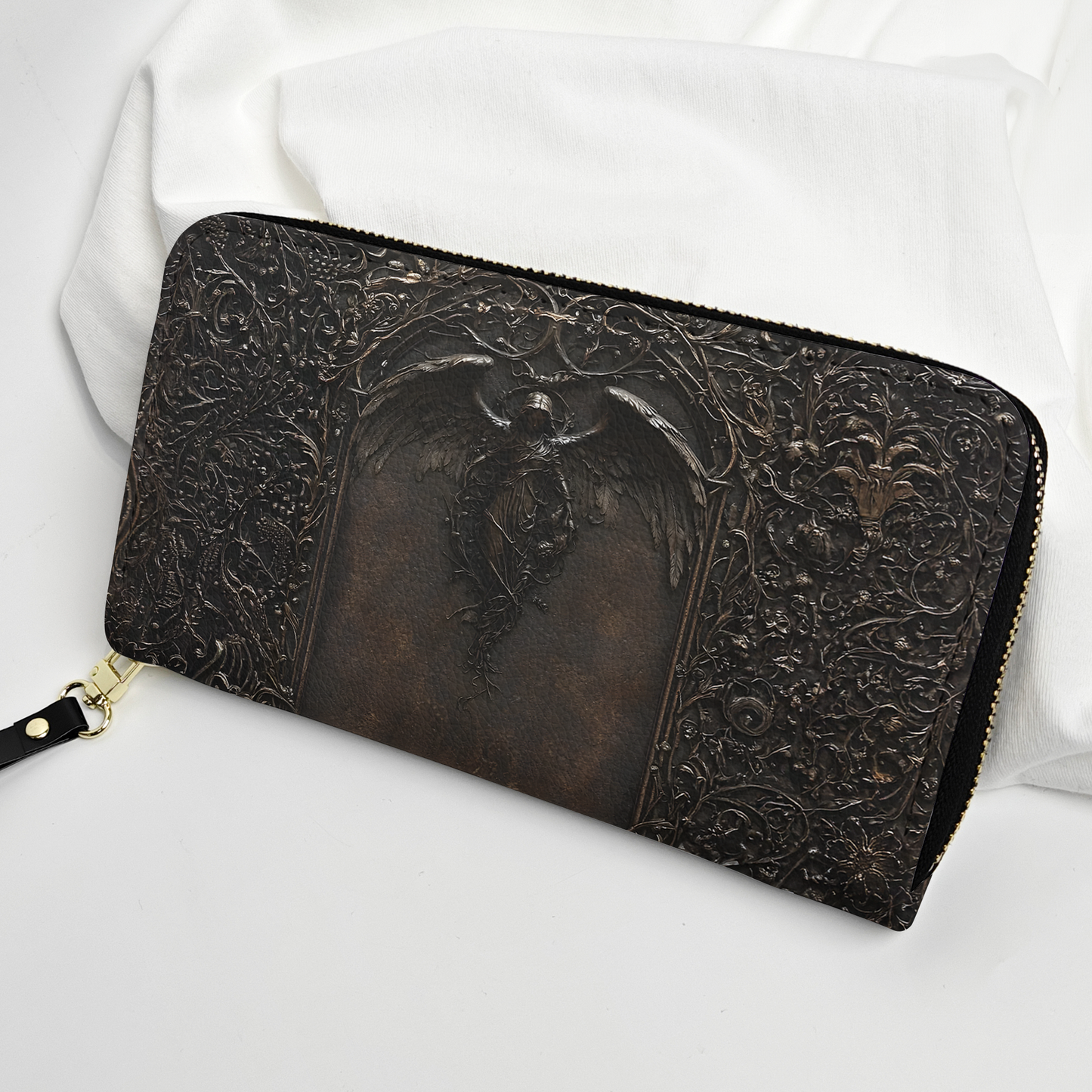 Gothic Angel Leather Handbag & Wallet Set