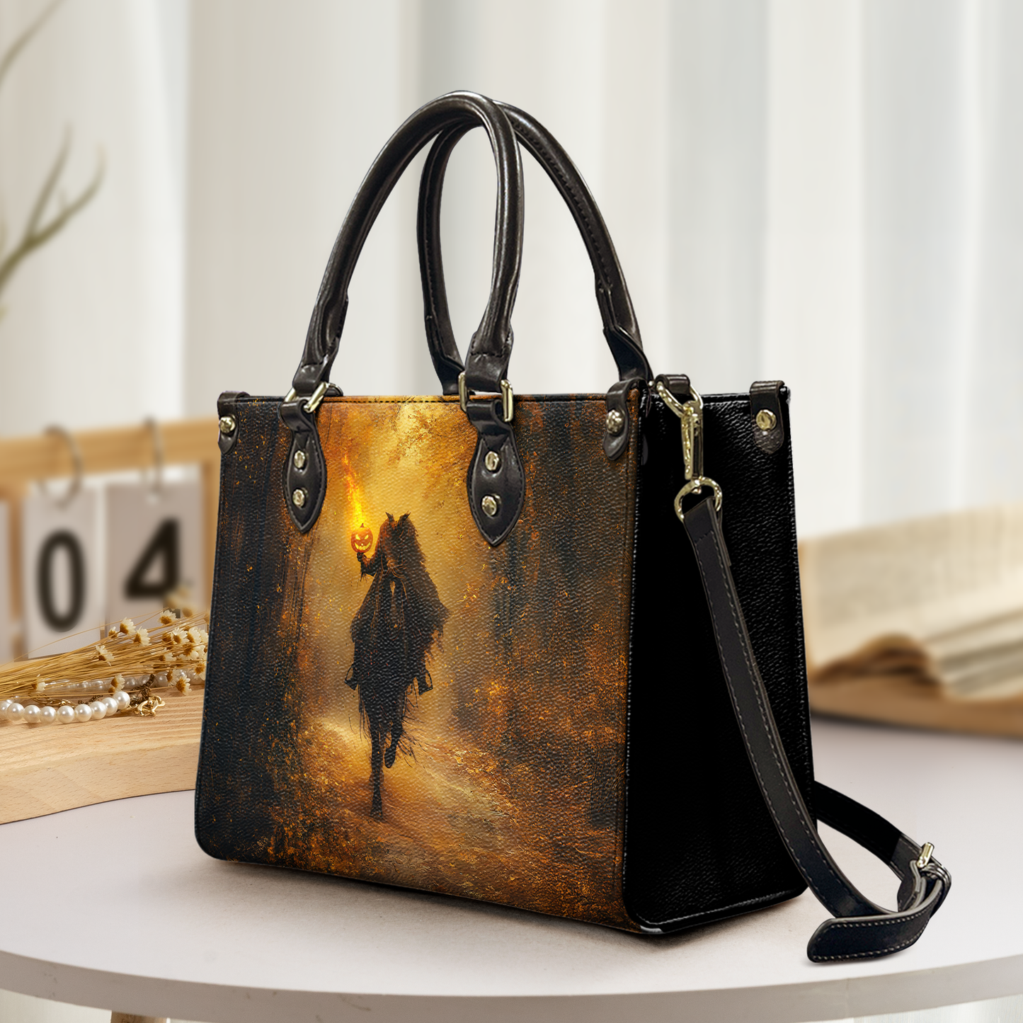 Dark elegance meets spooky legend in this bold Leather Handbag & Wallet Set