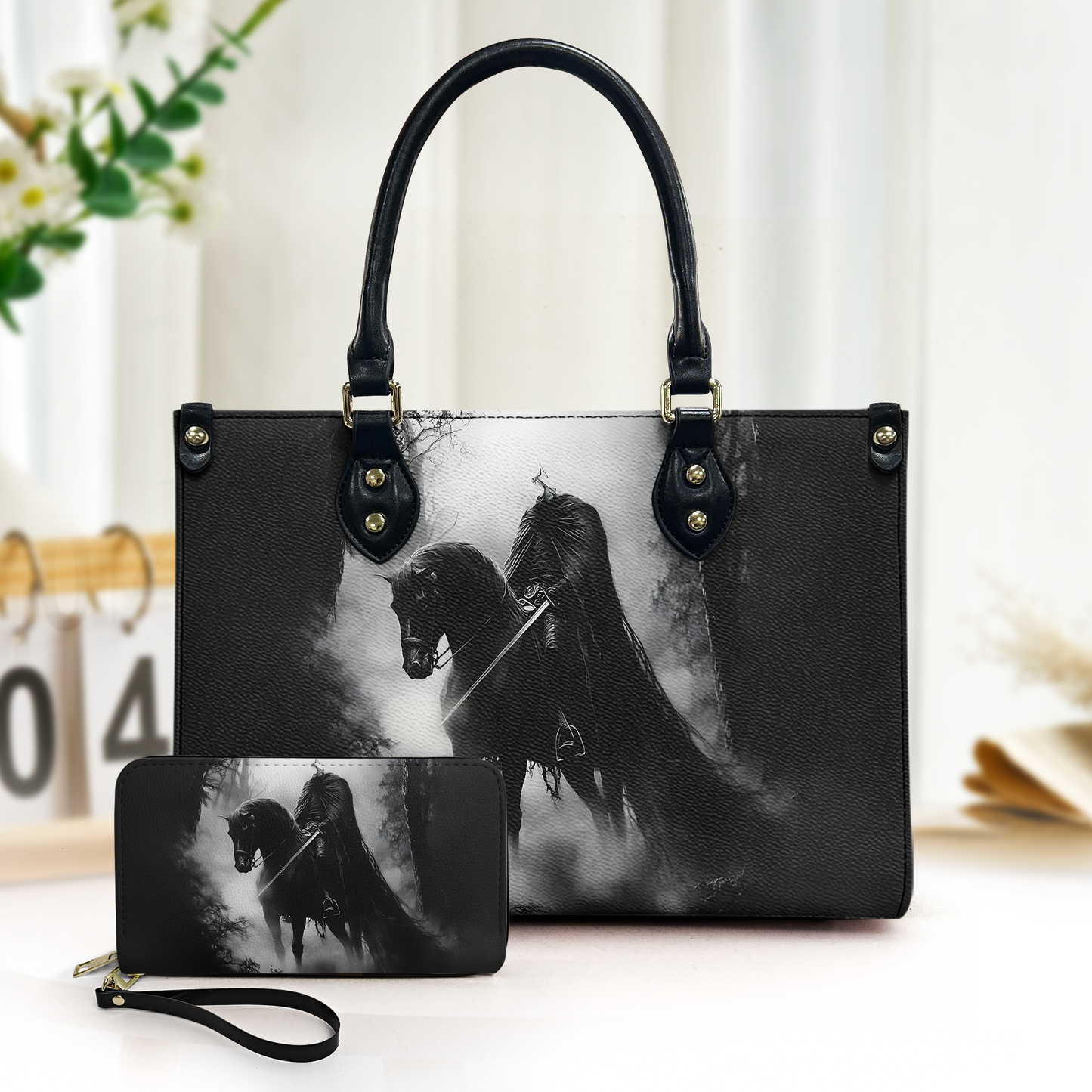 Rider of the Shadow Headless Horseman Leather Handbag & Wallet Set