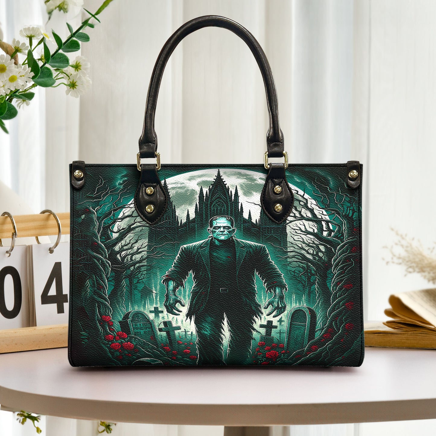 Frankenstein Gothic Castle Leather Handbag & Wallet Set – Dark Horror Fashion