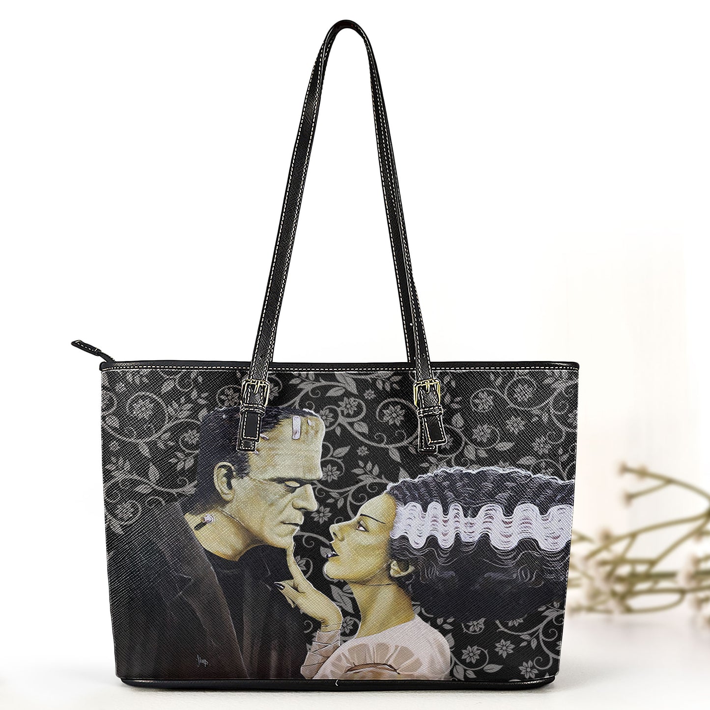 Frankenstein & Bride Gothic Leather Handbag & Wallet Set – Classic Horror Love