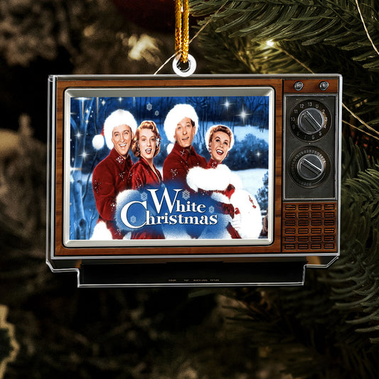 White Christmas Movie Retro TV Acyrlic Ornament – Classic Holiday Film Decoration