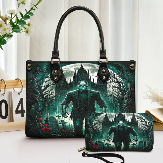 Frankenstein Gothic Castle Leather Handbag & Wallet Set – Dark Horror Fashion