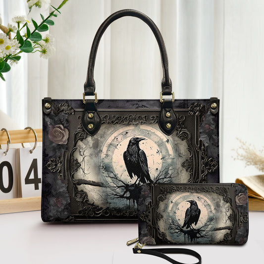 Gothic Raven Leather HandBag – Dark Elegance Edition 🖤🪶