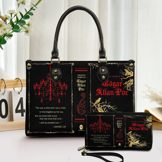 Edgar Allan Poe Gothic Leather Handbag & Wallet Set – Literary Inspired Fashion