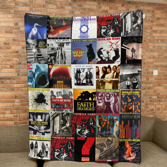 Faith No More Sherpa Blanket – Iconic Album Cover Collage Gift for Rock Fans