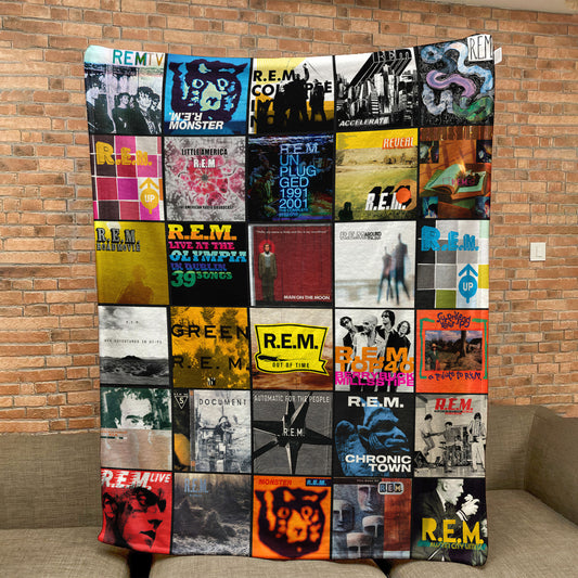 R.E.M. Sherpa Blanket – Classic Album Cover Collage Gift for Indie & Alt-Rock Fans