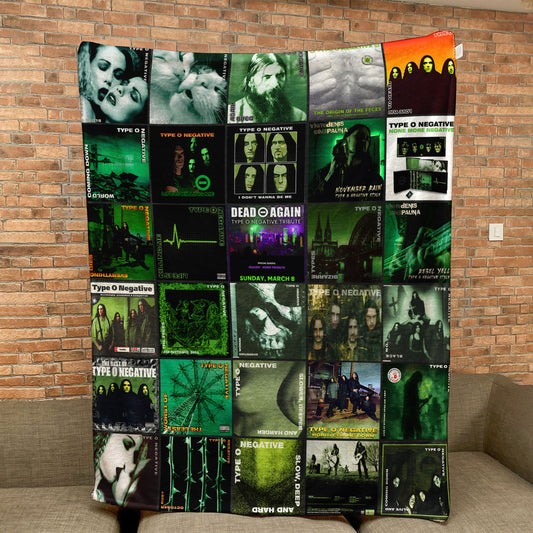 Type O Negative Sherpa Blanket – Iconic Album Cover Collage Cozy Throw for Gothic Metal Fans