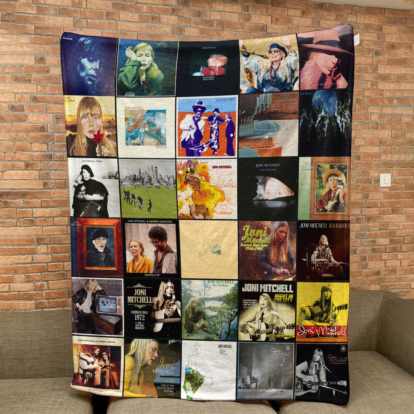 Joni Mitchell Sherpa Blanket – Classic Album Cover Collage Gift for True Fans