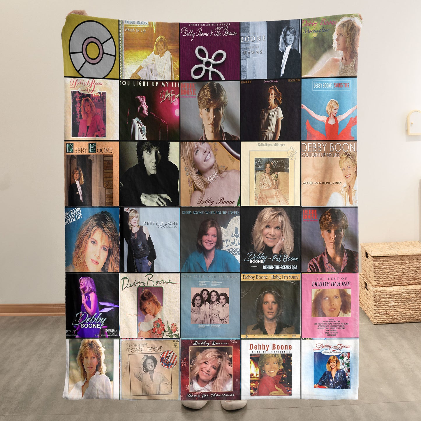 Debby Boone Sherpa Blanket – Classic Album Cover Collage Gift for Timeless Music Fans