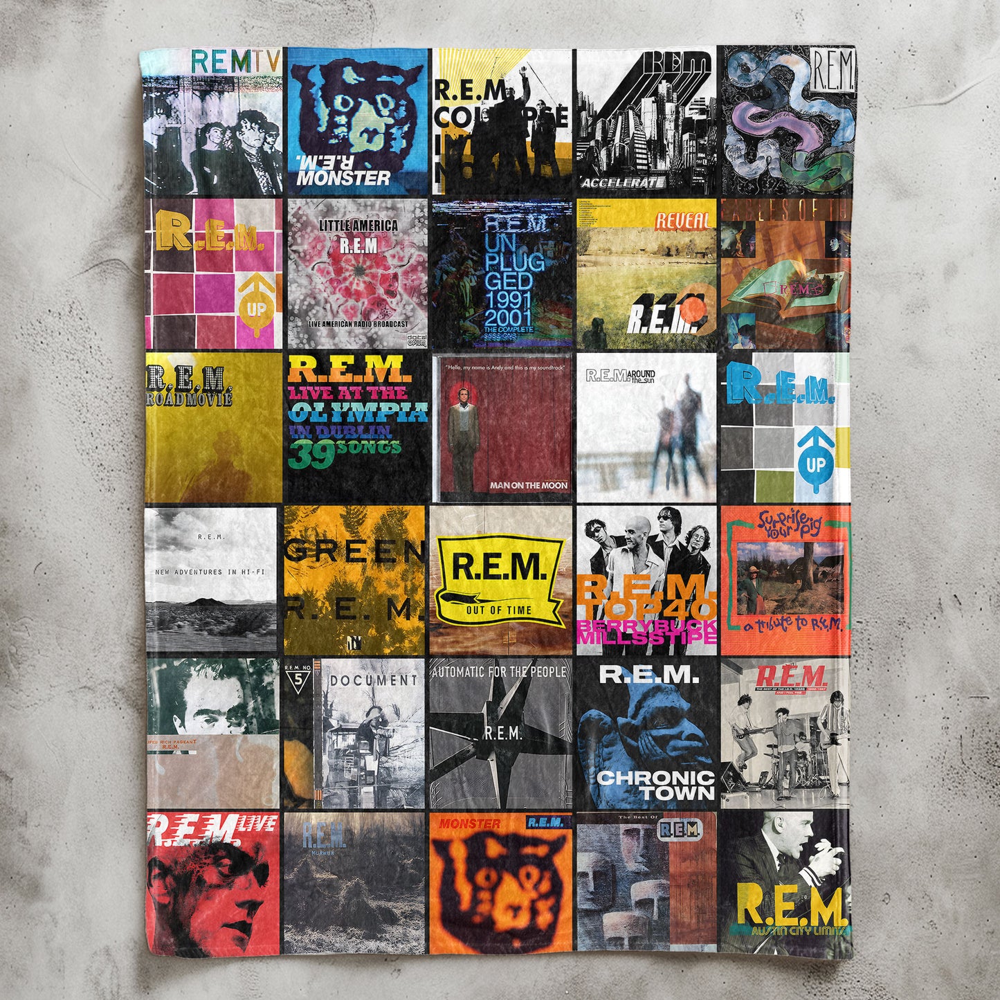 R.E.M. Sherpa Blanket – Classic Album Cover Collage Gift for Indie & Alt-Rock Fans