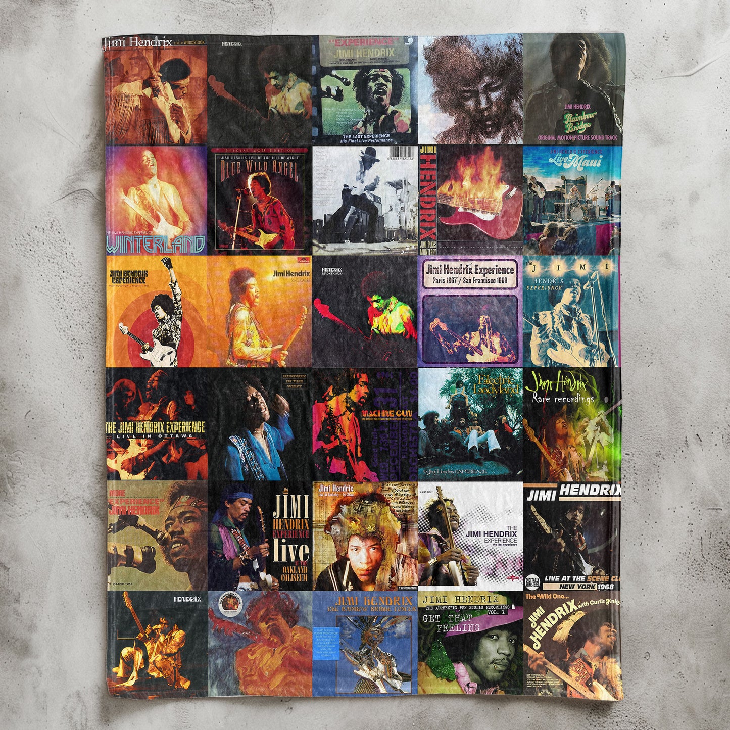 Jimi Hendrix Sherpa Blanket – Iconic Album Cover Collage Gift for Legendary Rock Fans