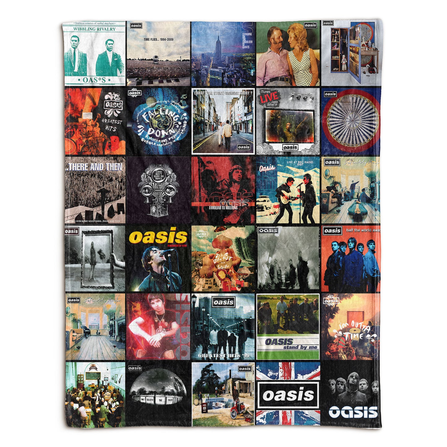 Oasis Sherpa Blanket – A Britpop Journey Through Iconic Eras
