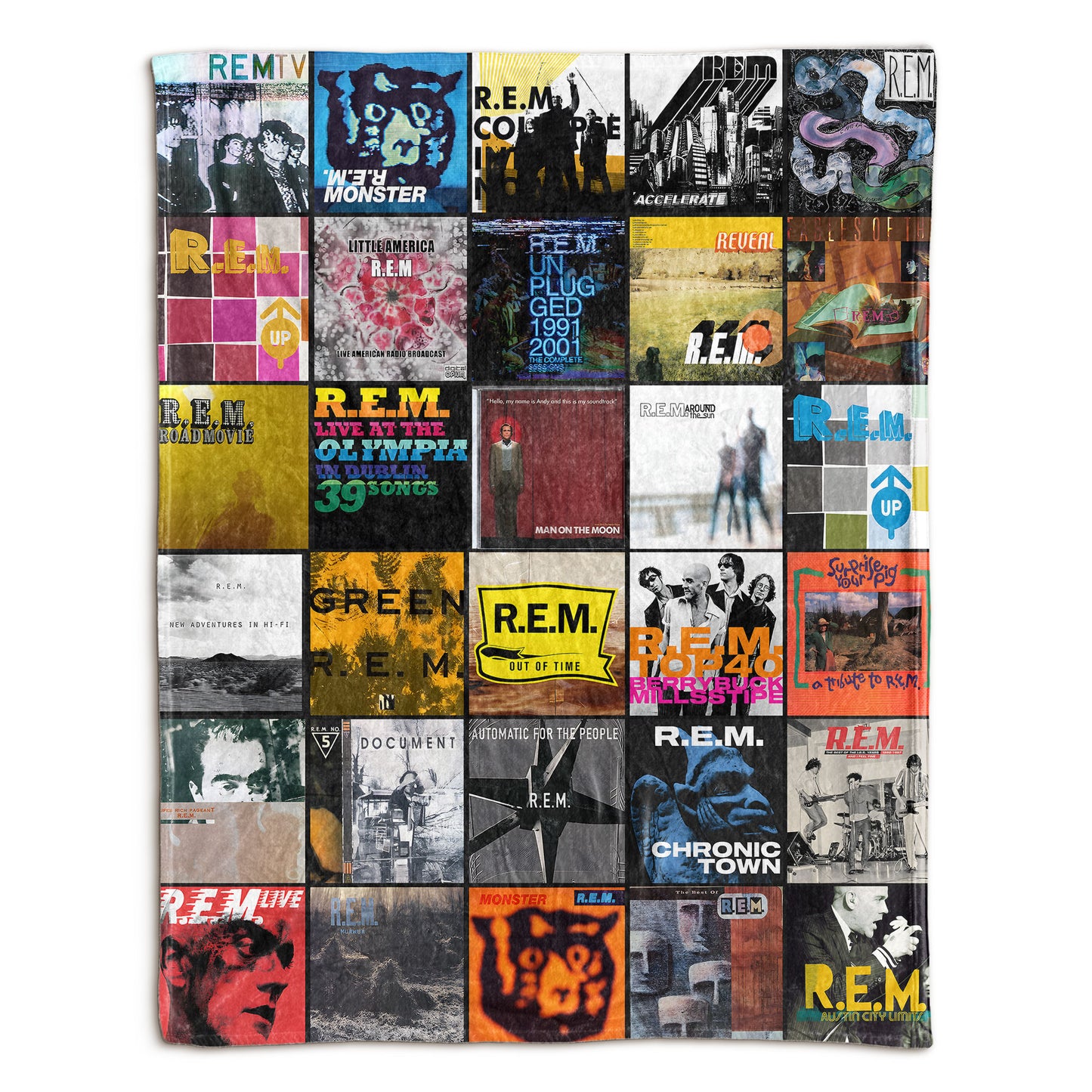 R.E.M. Sherpa Blanket – Classic Album Cover Collage Gift for Indie & Alt-Rock Fans