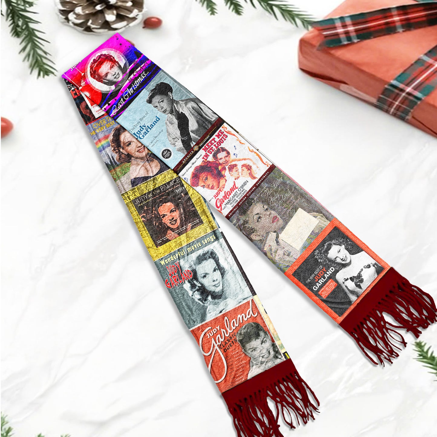 Judy Garland Scarf – Vintage Hollywood Music Legend Collage Gift