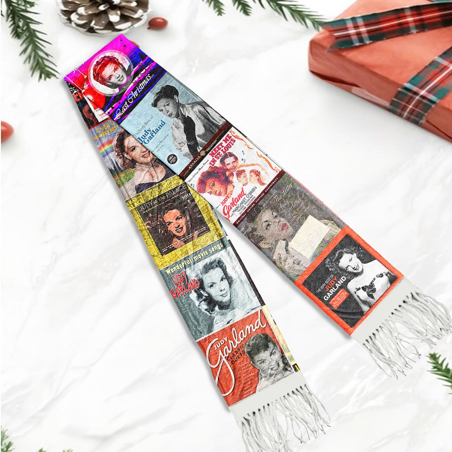 Judy Garland Scarf – Vintage Hollywood Music Legend Collage Gift