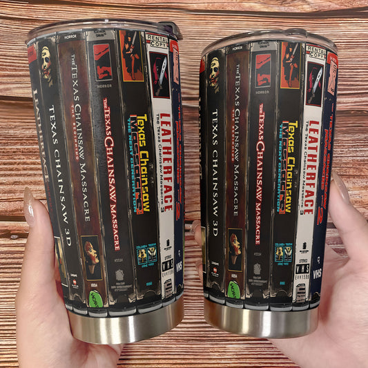 Texas Chainsaw Massacre VHS Tumbler – Leatherface Lives On Tumbler 20oz -40z