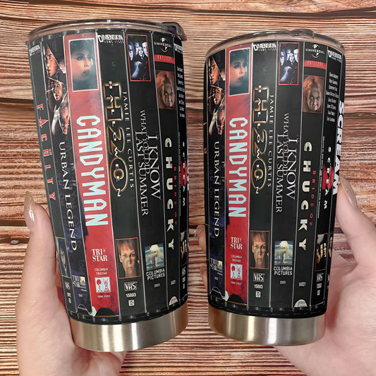 90s Slasher VHS Tumbler – The Golden Age of Teen Horror Tumbler 20oz 40oz