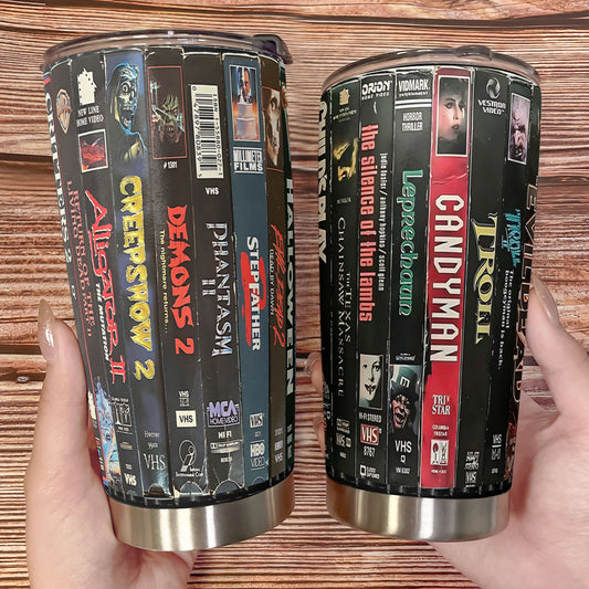 Retro VHS Horror Tumbler – Cult Classics of the Scary Screen Tumbler 20oz 40oz