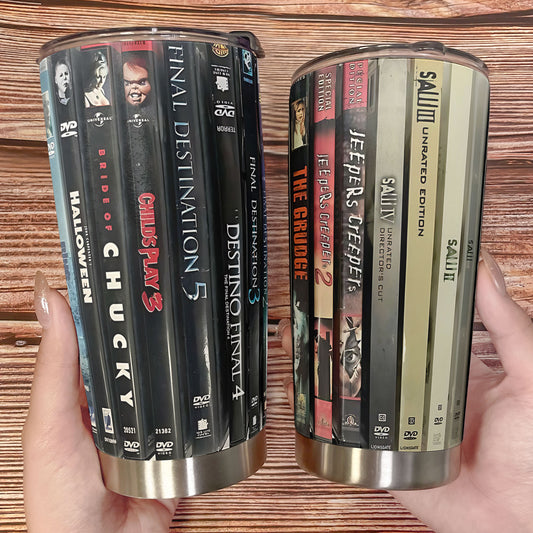 2000s Horror DVD Tumbler – Creepy Movie Night Vibes Tumbler 20oz 40oz