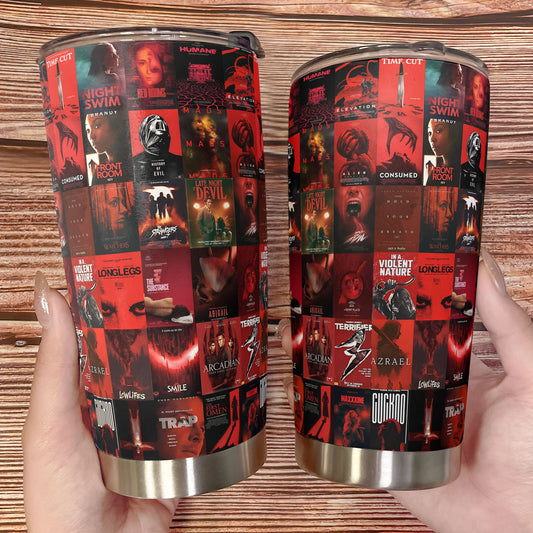Modern Horror Movie Collage Tumbler – Chilling Thrills for Hardcore Fans tumbler 20oz 40oz