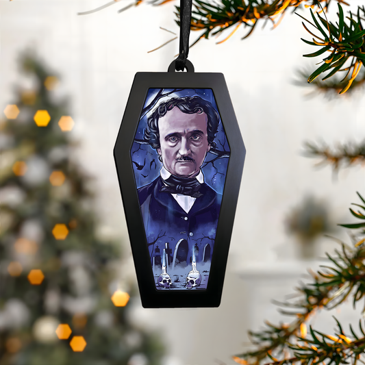 Edgar Allan Poe Graveyard Scene – Acrylic & Wood Ornament
