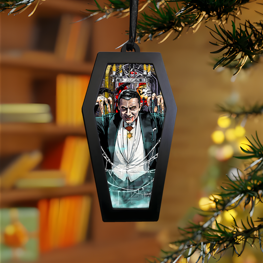 Dracula in Gothic Castle – Acrylic & Wood Ornament