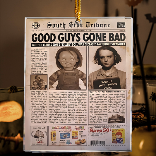 Good Guys Gone Bad Newspaper Design – Acrylic Ornament