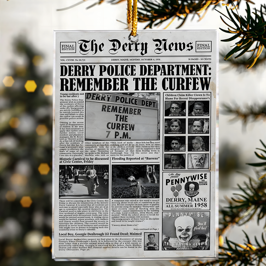 Derry News Pennywise Horror Newspaper Acrylic Ornament