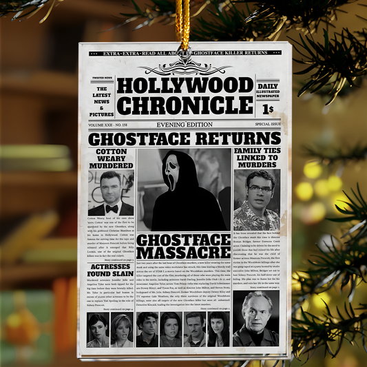 Ghostface Returns Newspaper Design – Acrylic Ornament