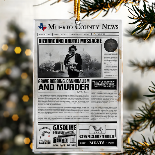 Texas Chainsaw Massacre Newspaper Acrylic Ornament