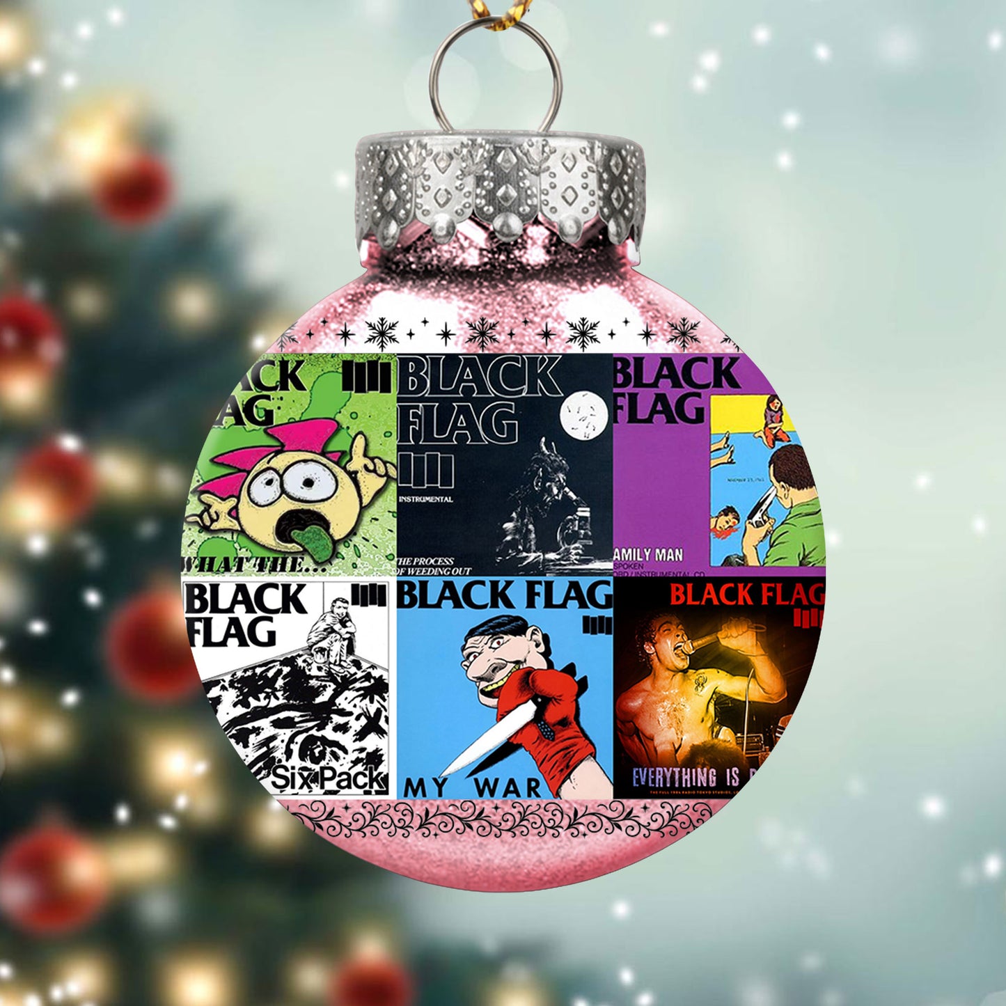 Black Flag Album Collage Ornament – Punk Rock Christmas Decoration