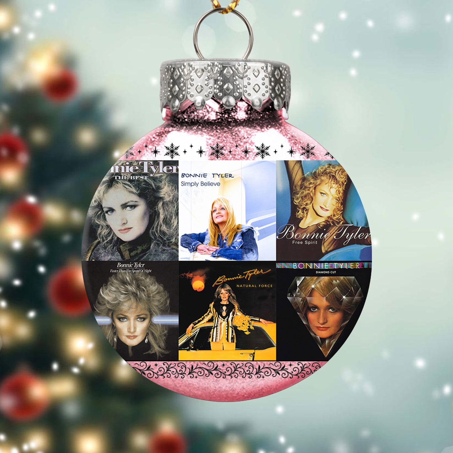 Bonnie Tyler Album Collage Ornament – Retro Pop Rock Christmas Decoration