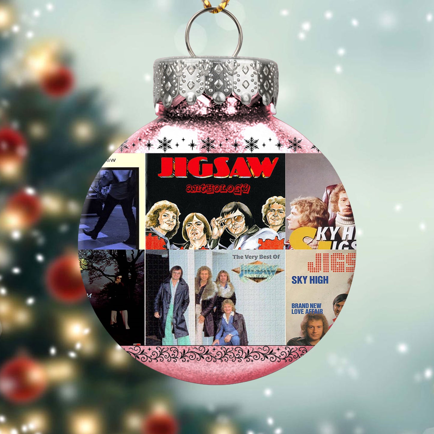 Jigsaw Album Collage Ornament – Classic Pop & Soft Rock Christmas Decoration