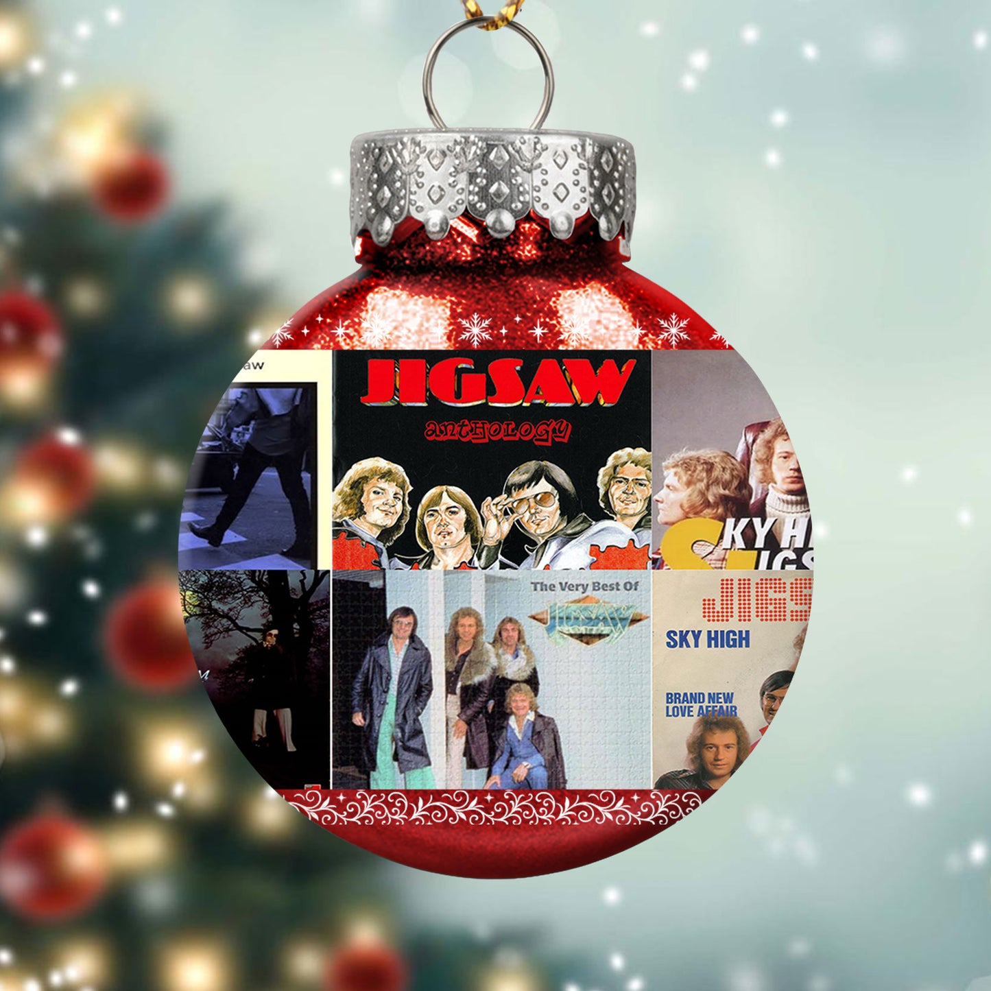 Jigsaw Album Collage Ornament – Classic Pop & Soft Rock Christmas Decoration