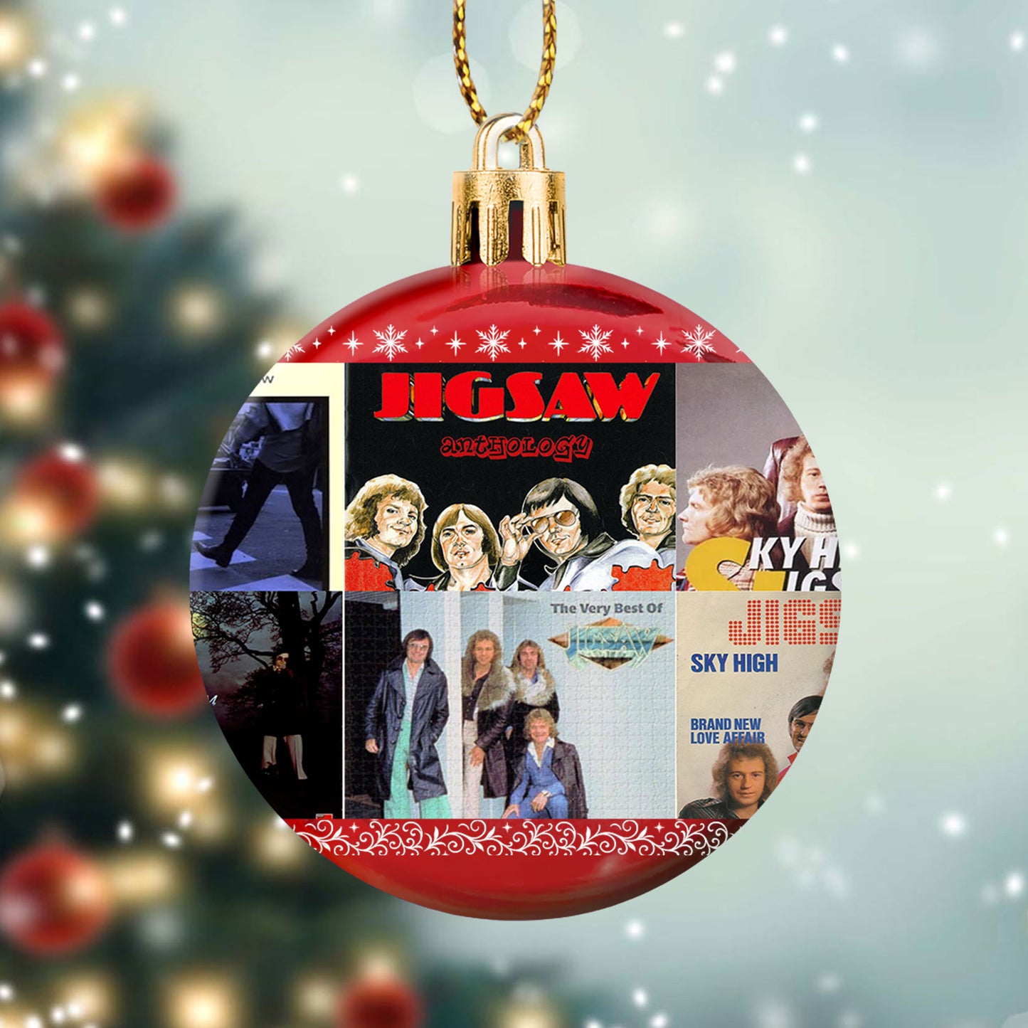 Jigsaw Album Collage Ornament – Classic Pop & Soft Rock Christmas Decoration