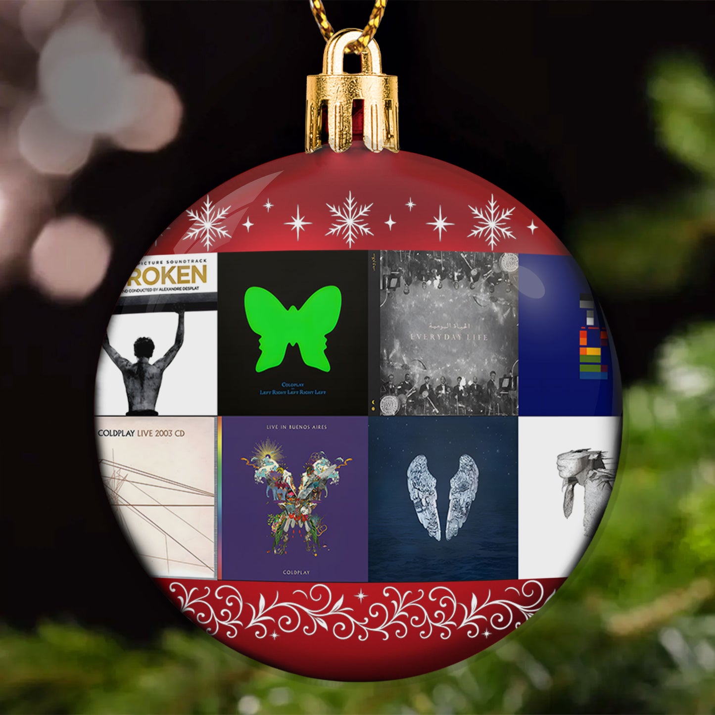 Coldplay Ball Ornament – Glitter Gold Celebration of Timeless Sound