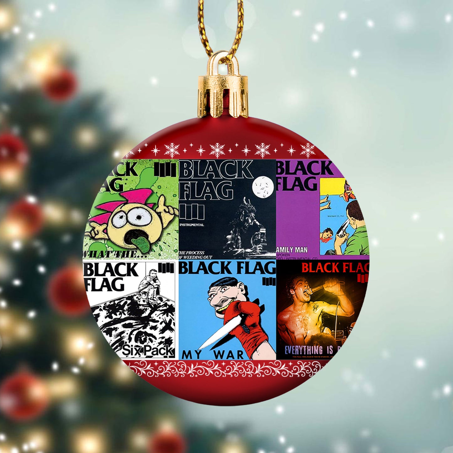 Black Flag Album Collage Ornament – Punk Rock Christmas Decoration