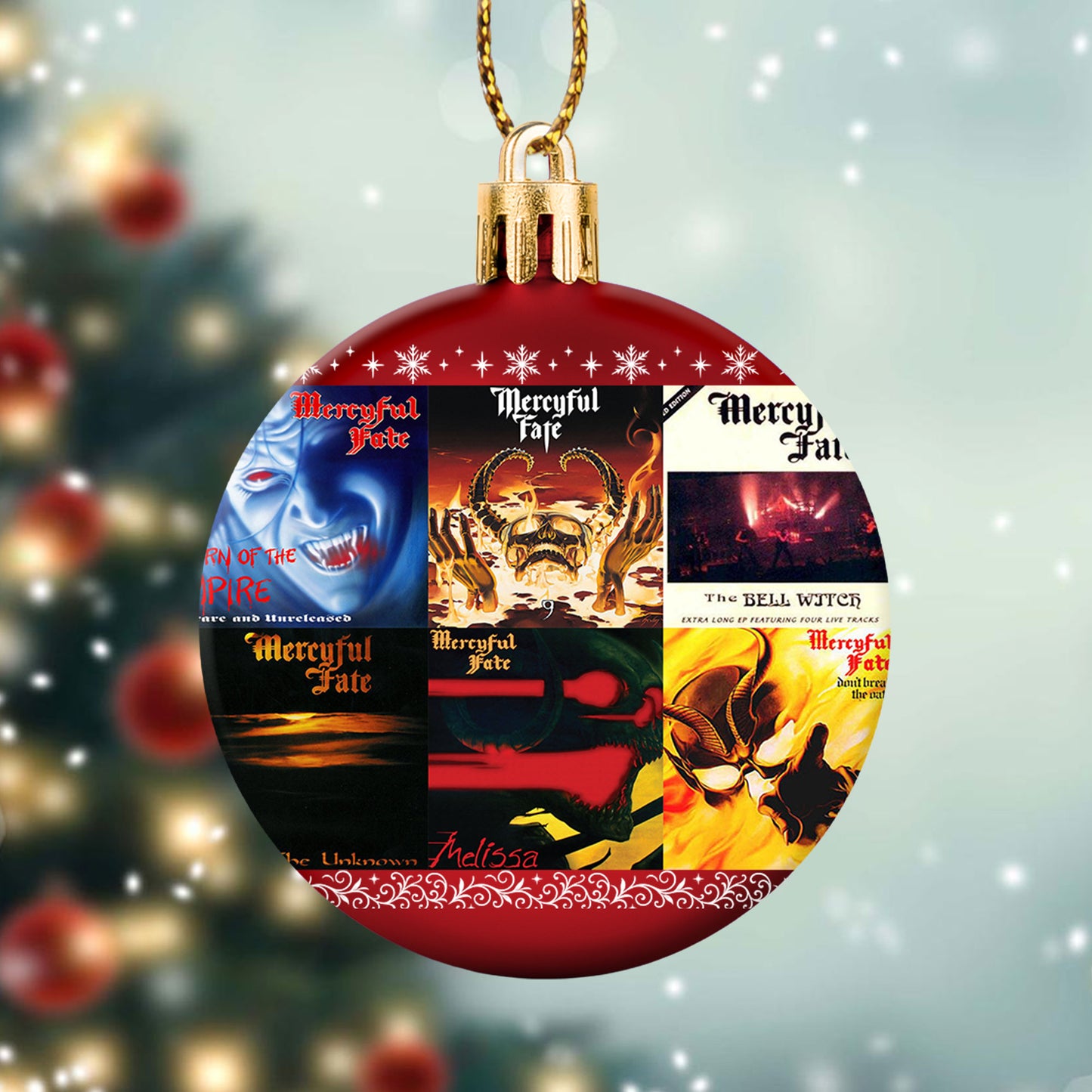 Mercyful Fate Album Collage Ornament – Heavy Metal Christmas Decoration