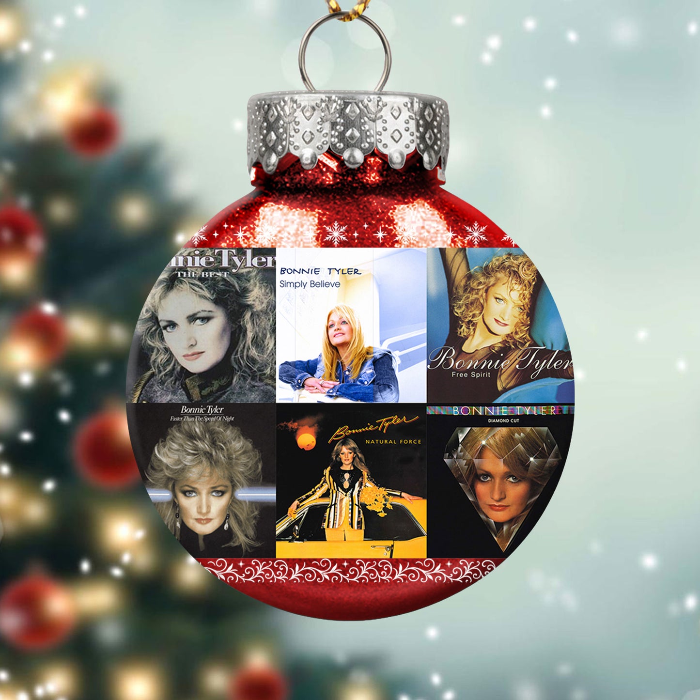 Bonnie Tyler Album Collage Ornament – Retro Pop Rock Christmas Decoration