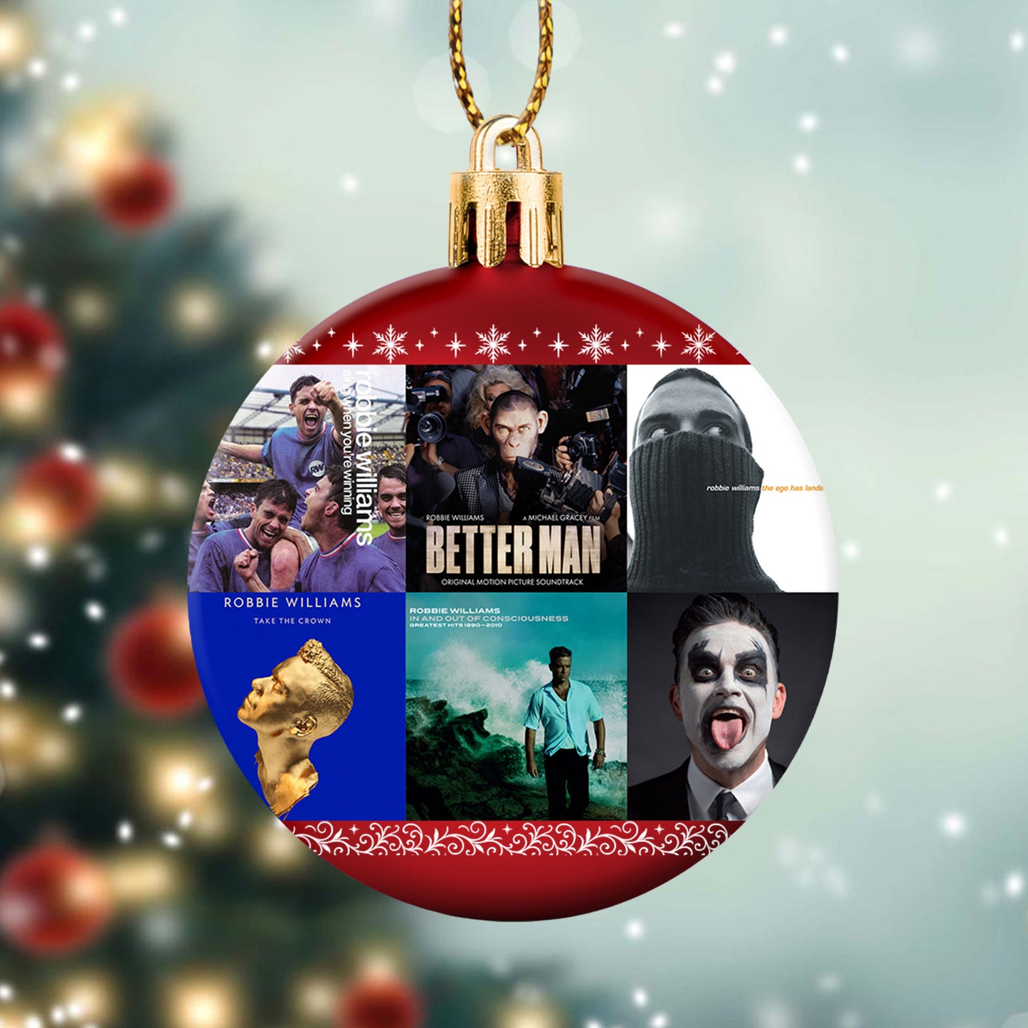 Robbie Williams Ball Ornament – A Festive Gift for Pop Music Fans